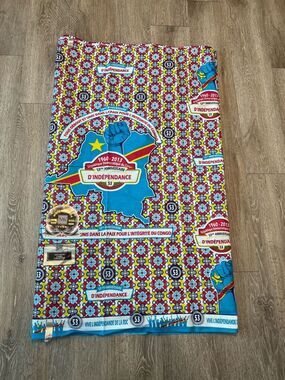 African Fabric – Congo Independence 53rd Anniversary 1960–2013 – Approx. 6 Yards